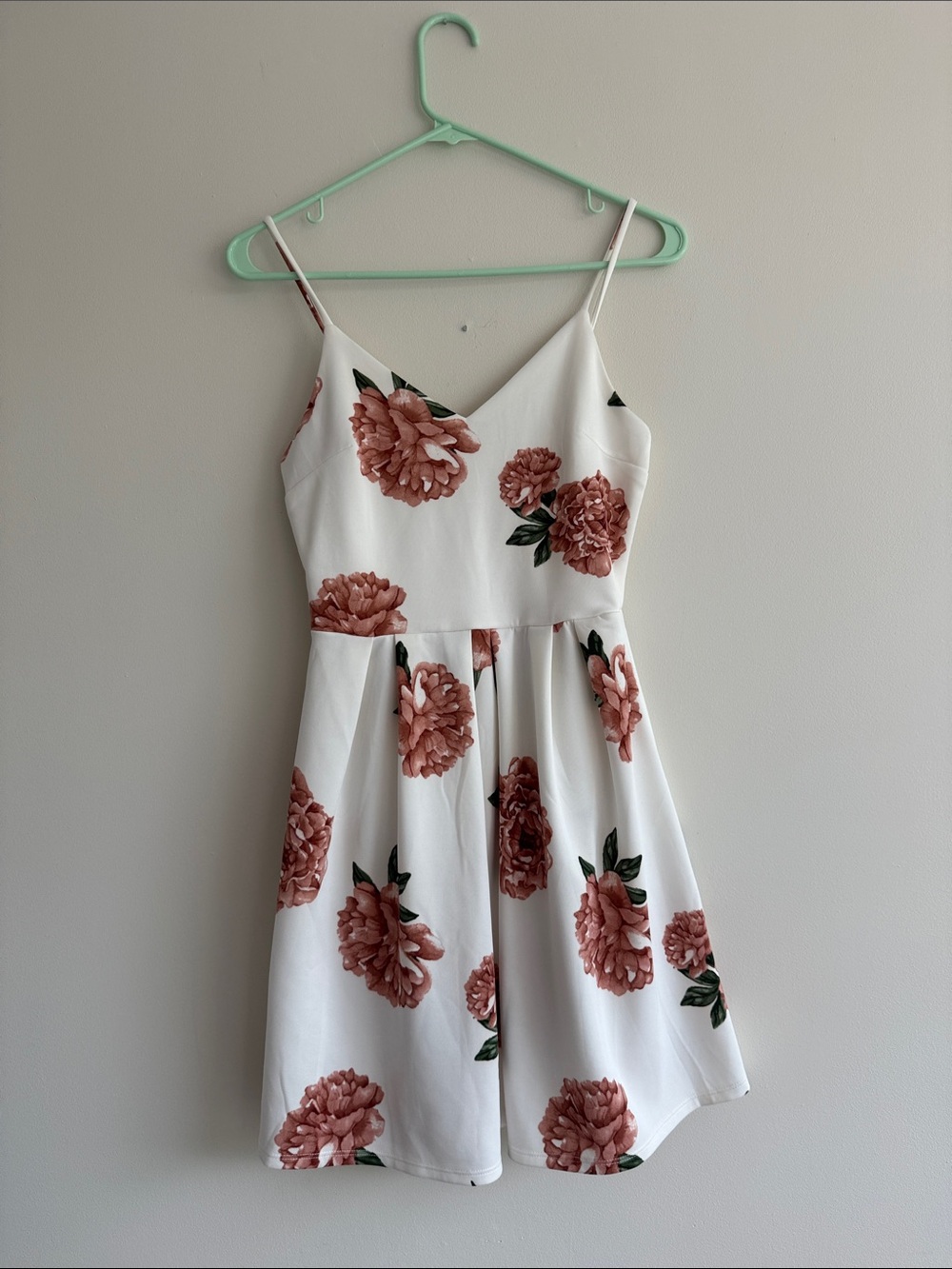 T.J.Maxx White Mini Dress with Blush Floral Print